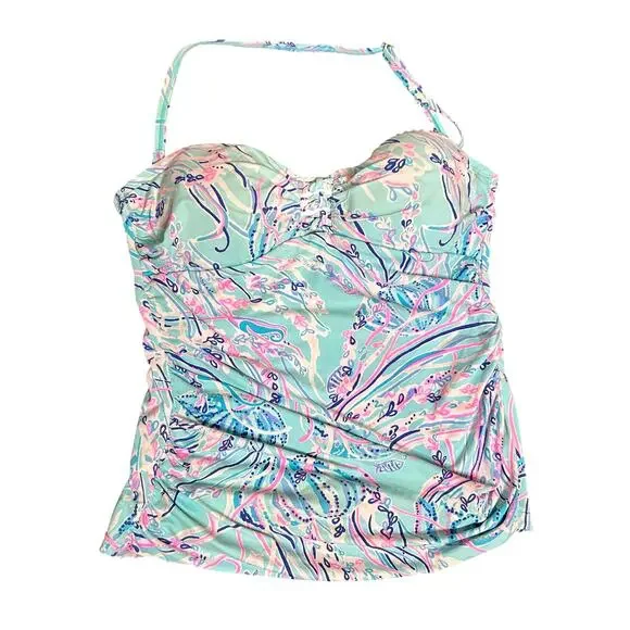 Lilly Pulitzer Bayside Michaelina Swim Tankini Top Women’s 8 Blue Resortwear - Picture 3 of 11